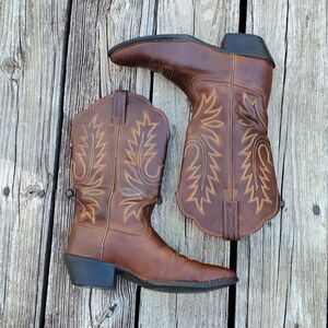 Ariat Heritage Western Round R-Toe Leather Cowboy Boots Womens 6.5B Brown 15725